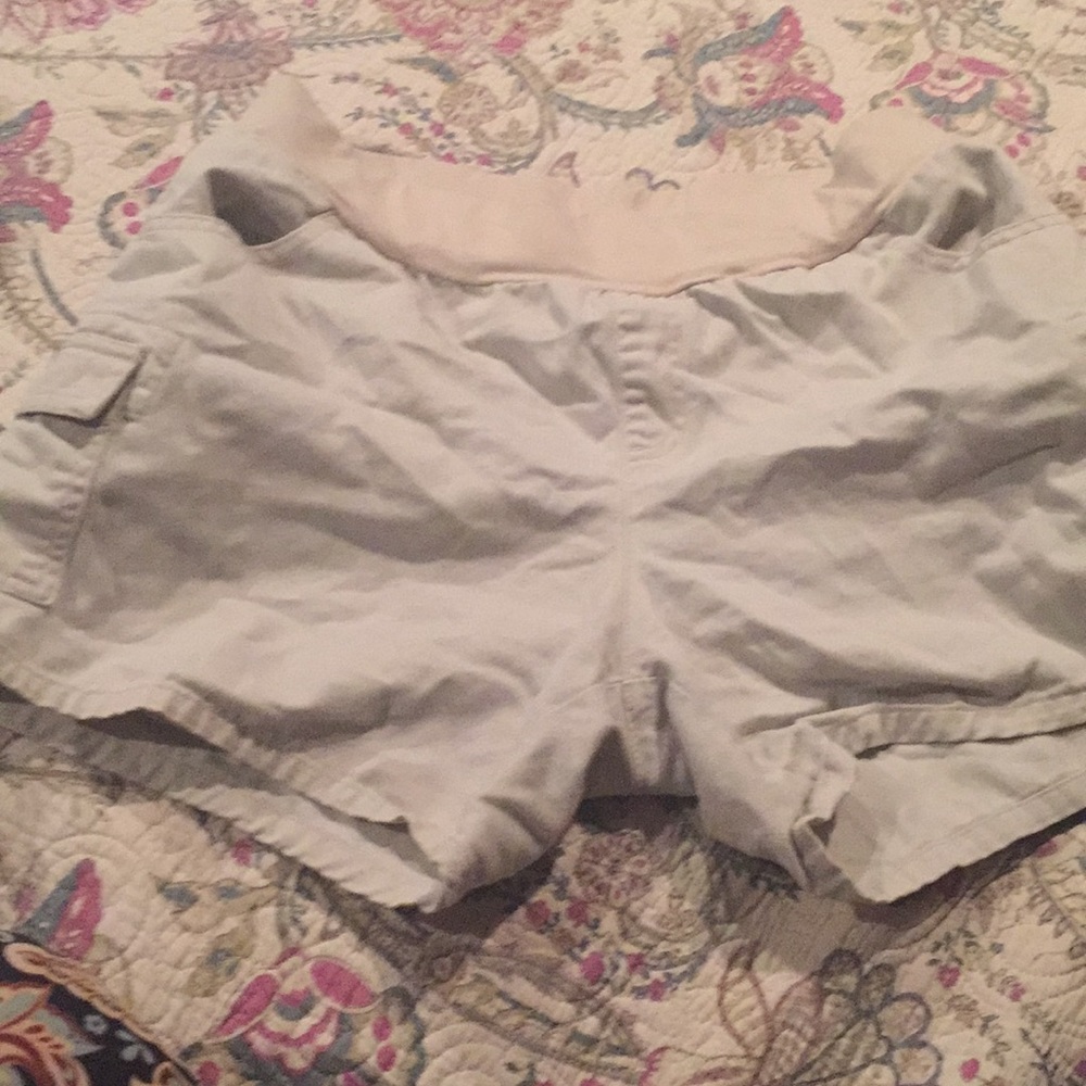 Khaki maternity shorts